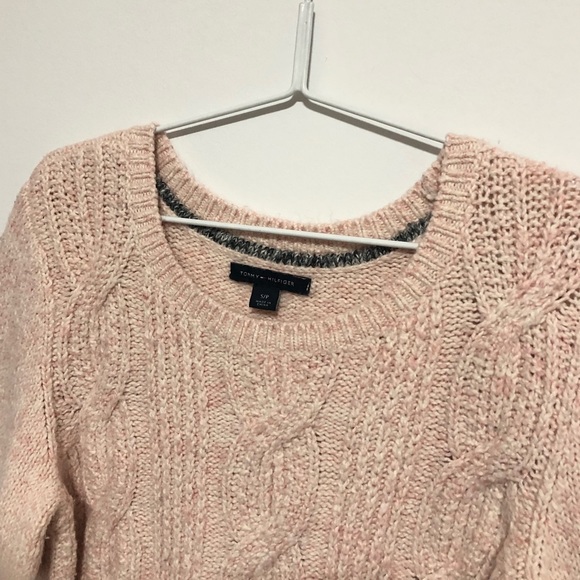 TOMMY HILFIGER PINK CABLE KNIT SWEATER - Picture 3 of 3